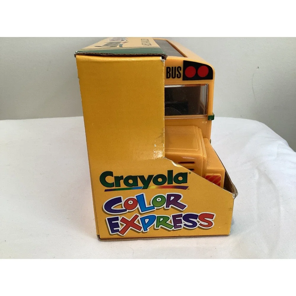 Vintage 1993 Crayola Color Express School Bus Crayon Holder & Sharpener Set